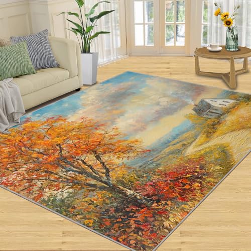SANSJI Teppich, ländliche Heimdekoration, rustikaler Bauernhaus-Teppich für Wohnzimmer, waschbare Teppiche für Schlafzimmer, Innenbereich, rutschfest, niedriger Flor, Herbst-Natur-Geschenke, 150 x 180 SANSJI Teppich, ländliche Heimdekoration, rustikaler Bauernhaus-Teppich für Wohnzimmer, waschbare Teppiche für Schlafzimmer, Innenbereich, rutschfest, niedriger Flor, Herbst-Natur-Geschenke, 150 x 180 von SANSJI