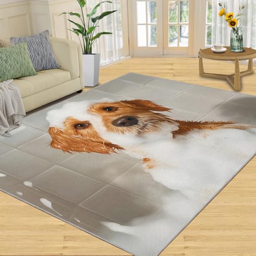 SANSJI Teppich, lustiger Hunde-Teppich, Badezimmerteppich, für Wohnzimmer, waschbare Teppiche für Schlafzimmer, Innenbereich, rutschfest, niedriger Flor, niedliche Welpengeschenke, 152 x 452 cm SANSJI Teppich, lustiger Hunde-Teppich, Badezimmerteppich, für Wohnzimmer, waschbare Teppiche für Schlafzimmer, Innenbereich, rutschfest, niedriger Flor, niedliche Welpengeschenke, 152 x 452 cm von SANSJI