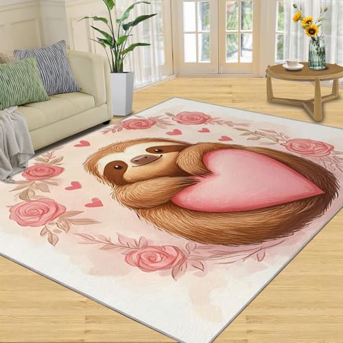 SANSJI Teppich, niedliches Mädchen, Heimdekoration, 152 x 452 cm, romantischer rosa Teppich für Wohnzimmer, waschbare Teppiche für Schlafzimmer, Innenbereich, rutschfest, niedriger Flor SANSJI Teppich, niedliches Mädchen, Heimdekoration, 152 x 452 cm, romantischer rosa Teppich für Wohnzimmer, waschbare Teppiche für Schlafzimmer, Innenbereich, rutschfest, niedriger Flor von SANSJI