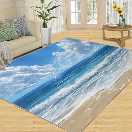 SANSJI Teppich, tropischer Strand, Heimdekoration und Geschenke, Ozeanlandschaft, Teppiche für Wohnzimmer, waschbare Teppiche für Schlafzimmer, Innenbereich, rutschfest, niedriger Flor, Natur-Sommer SANSJI Teppich, tropischer Strand, Heimdekoration und Geschenke, Ozeanlandschaft, Teppiche für Wohnzimmer, waschbare Teppiche für Schlafzimmer, Innenbereich, rutschfest, niedriger Flor, Natur-Sommer von SANSJI