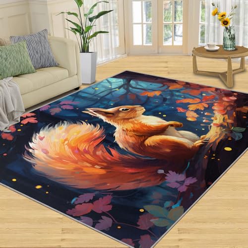 SANSJI Teppich – Cartoon-Kinder-Heimdekoration, 90 x 150 cm, Eichhörnchen-Wald-Teppiche für Wohnzimmer, waschbare Teppiche für Schlafzimmer, Innenbereich, rutschfest, niedriger Flor SANSJI Teppich – Cartoon-Kinder-Heimdekoration, 90 x 150 cm, Eichhörnchen-Wald-Teppiche für Wohnzimmer, waschbare Teppiche für Schlafzimmer, Innenbereich, rutschfest, niedriger Flor von SANSJI