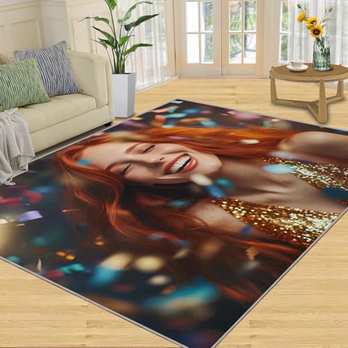 SANSJI Teppich – Fashion Girl Home Decor Teppich, Mädchen mit langen Haaren für Wohnzimmer, waschbare Teppiche für Schlafzimmer, Innenbereich, rutschfest, niedriger Flor, Geschenk für Feiern SANSJI Teppich – Fashion Girl Home Decor Teppich, Mädchen mit langen Haaren für Wohnzimmer, waschbare Teppiche für Schlafzimmer, Innenbereich, rutschfest, niedriger Flor, Geschenk für Feiern von SANSJI
