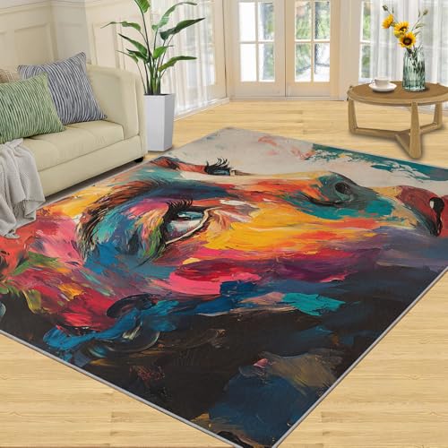 SANSJI Teppich – Graffiti-Frauen-Heimdekoration, 120 x 170 cm, modischer Mädchen-Teppich für Wohnzimmer, waschbare Teppiche für Schlafzimmer, Innenbereich, rutschfest, niedriger Flor, abstrakte SANSJI Teppich – Graffiti-Frauen-Heimdekoration, 120 x 170 cm, modischer Mädchen-Teppich für Wohnzimmer, waschbare Teppiche für Schlafzimmer, Innenbereich, rutschfest, niedriger Flor, abstrakte von SANSJI