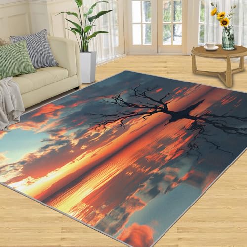 SANSJI Teppich – Landschafts-Heimdekor, 160 x 230 cm, Teppich für Wohnzimmer, waschbare Teppiche für Schlafzimmer, Indoor-Teppich, rutschfest und niedriger Flor, Motiv: See Natur Geschenke von SANSJI