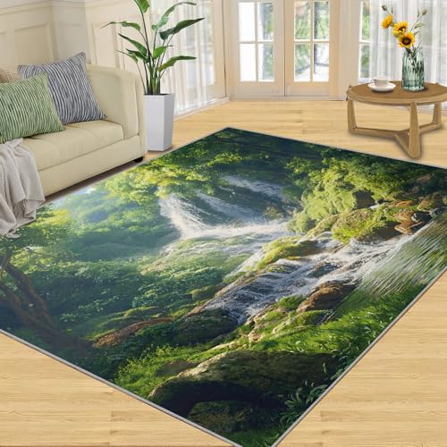 SANSJI Teppich – Landschafts-Heimdekoration, 152 x 228 cm, Natur-Wasserfall-Teppiche für Wohnzimmer, waschbare Teppiche für Schlafzimmer, Indoor-Teppich, rutschfest und niedriger Flor von SANSJI
