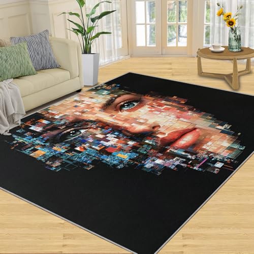 SANSJI Teppich – Mode Frau Wohnkultur, 200 x 290 cm, Mosaik-Mädchen-Teppich für Wohnzimmer, waschbare Teppiche für Schlafzimmer, Innenbereich, rutschfest, niedriger Flor, abstrakte Geschenke SANSJI Teppich – Mode Frau Wohnkultur, 200 x 290 cm, Mosaik-Mädchen-Teppich für Wohnzimmer, waschbare Teppiche für Schlafzimmer, Innenbereich, rutschfest, niedriger Flor, abstrakte Geschenke von SANSJI