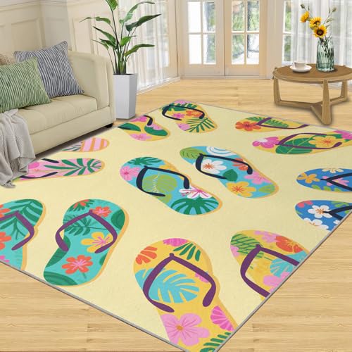 SANSJI Teppich – Sommerteppich für Zuhause und Geschenke, cooler Strandteppich für Wohnzimmer, waschbare Teppiche für Schlafzimmer, rutschfester Teppich, niedriger Flor und pflegeleicht, Flip- und von SANSJI