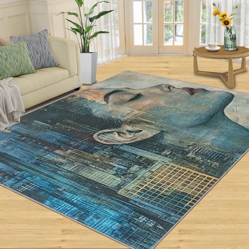 SANSJI Teppich für Mädchen, Heimdekoration, 160 x 230 cm, Stadtmädchen-Teppich für Wohnzimmer, waschbare Teppiche für Schlafzimmer, Innenbereich, rutschfest, niedriger Flor, Silhouettenmalerei SANSJI Teppich für Mädchen, Heimdekoration, 160 x 230 cm, Stadtmädchen-Teppich für Wohnzimmer, waschbare Teppiche für Schlafzimmer, Innenbereich, rutschfest, niedriger Flor, Silhouettenmalerei von SANSJI
