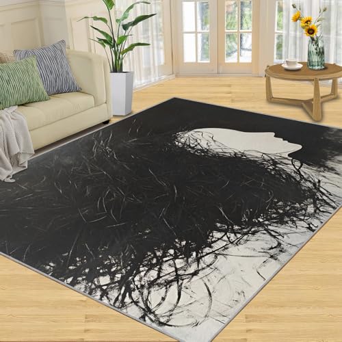 SANSJI Teppich für Mädchen, Heimdekoration, langhaarige Frauenteppiche für Wohnzimmer, waschbare Teppiche für Schlafzimmer, Innenbereich, rutschfest, niedriger Flor, abstraktes Mädchen-Geschenk von SANSJI