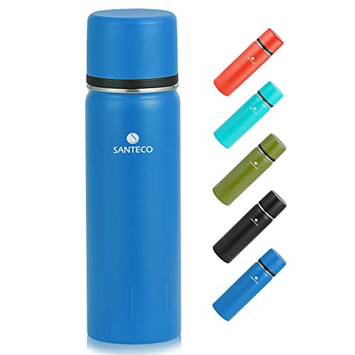 SANTECO Thermoskanne Thermosflasche Edelstahl 1l, 500ml, Auslaufsicher Isolierflasche mit Trinkbecher für unterwegs, Thermoskanne Kaffee & Tee für Kinder, Sport, BPA-Frei, 24H Kalt & 12H Heiß von SANTECO