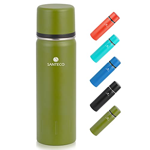 SANTECO Thermoskanne Thermosflasche Edelstahl 1l, 500ml, Auslaufsicher Isolierflasche mit Trinkbecher für unterwegs, Thermoskanne Kaffee & Tee für Kinder, Sport, BPA-Frei, 24H Kalt & 12H Heiß von SANTECO