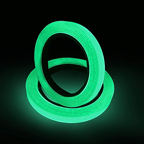 SANTOO 2 Stück Fluoreszierendes Klebeband 10m X 10mm Leuchtendes Band Selbstklebendem Band Warnband Luminous Tape Nachtleuchtend Wasserdicht Abnehmbar Tragbar Sicherheit von SANTOO