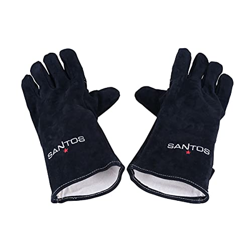 SANTOS BBQ-Handschuh - Grillhandschuhe aus Leder - 1 Paar Grill-Handschuhe - echtes Leder Einheitsgröße - Länge ca 35cm von SANTOS