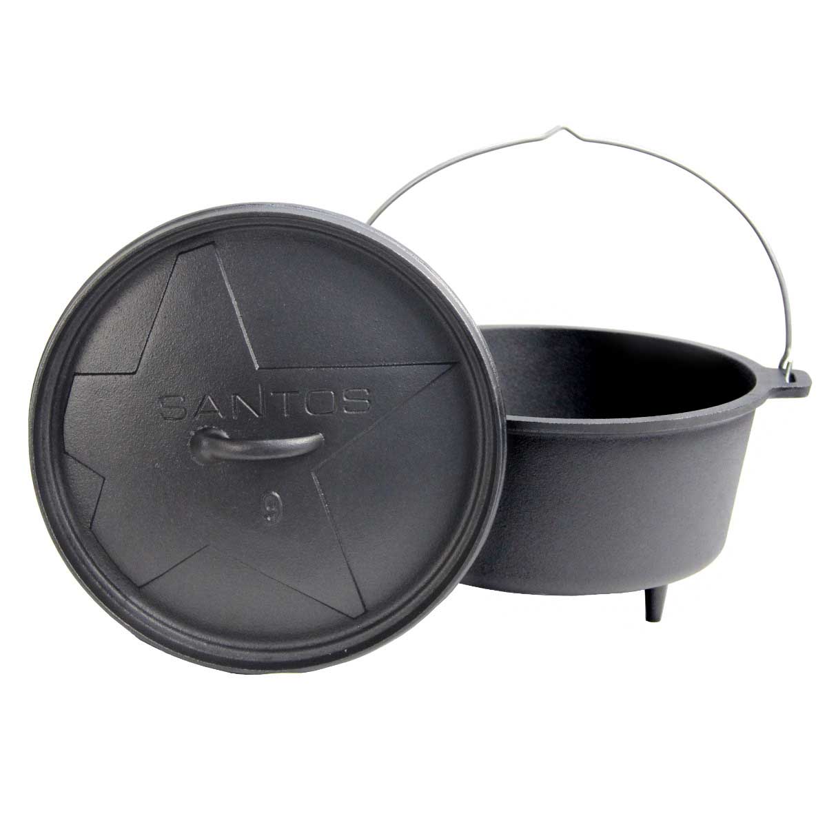 SANTOS Dutch Oven Feuertopf Schmortopf Camp Oven ca. 8 Liter / 9 Qt mit Füßen von SANTOS