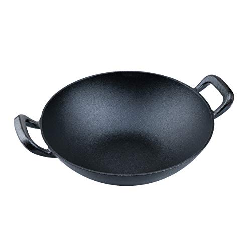 SANTOS Gusseisen Wokpfanne rund - Guss-Wok - ø32cm - 3,52 kg - Feuertopf - Grilltopf - ideal für Lagerfeuer, Feuerstelle oder Kohle- oder Gas-Grill von SANTOS