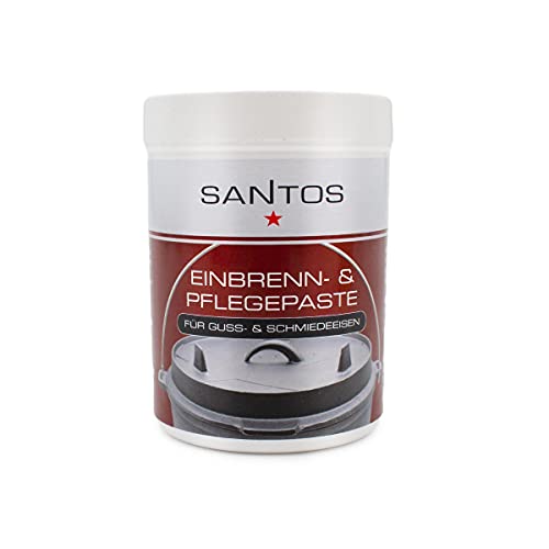 SANTOS Einbrenn- & Pflegepaste - Guss- & Schmiedeeisen - 250ml - Pflege & Schutz - Feuertöpfe, Plancha, Gussroste, Dutch Oven, Pfannen - langanhaltend von SANTOS