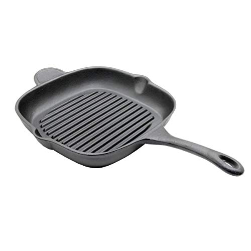 SANTOS Grillpfanne quadratisch mit Griff 29x29cm - Gusseiserne Pfanne - Schmoren, Braten, Grillen, Backen - Gusspfanne Eckig - Backofen, Feuer & Grill von SANTOS