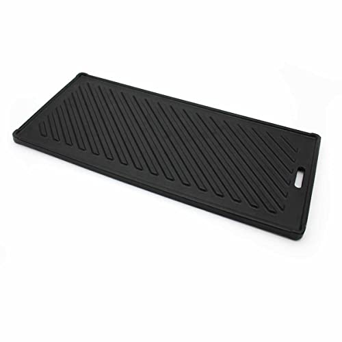 SANTOS Grillplatte/Grillplancha - Gusseisen Wendeplatte 33,5x48cm - 2 Seitig nutzbar - BBQ-Gussplatte - Guss-Plancha für Weber Genesis II 300er-Serie von SANTOS