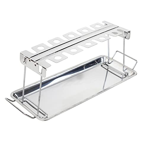 SANTOS Hähnchenschenkel Halter - Chicken Wings Rack - Edelstahl - 43 x 5,8 x 15,3 cm - vielseitig - Gemüse & Geflügel-Halter für Grill oder Backofen von SANTOS