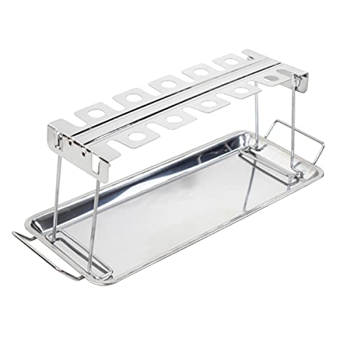 SANTOS Hähnchenschenkel Halter - Chicken Wings Rack - Edelstahl - 43 x5,8 x15,3 cm - vielseitig - Gemüse & Geflügel-Halter für Grill oder Backofen von SANTOS