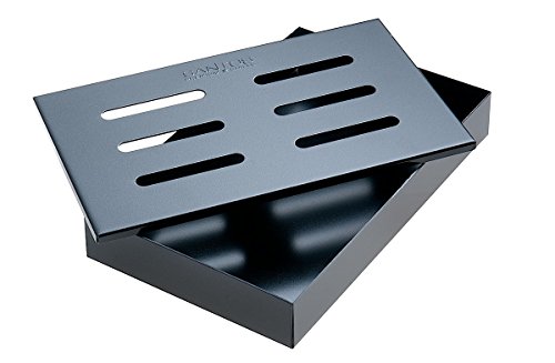 SANTOS Räucherbox - Smokerbox für Gasgrill & Kohlegrill - 21x13x3,4cm - Stahl-Smokebox schwarz - Räuchern auf dem Grill - Low & Slow - BBQ-Smokebox von SANTOS