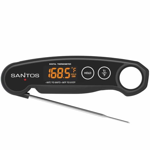 SANTOS Rapid-Read BBQ-Thermometer – Digitales Einstichthermometer mit LED-Display, schneller 1-2 Sek. Messung, Magnet, -50°C bis +300°C SANTOS Rapid-Read BBQ-Thermometer – Digitales Einstichthermometer mit LED-Display, schneller 1-2 Sek. Messung, Magnet, -50°C bis +300°C von SANTOS