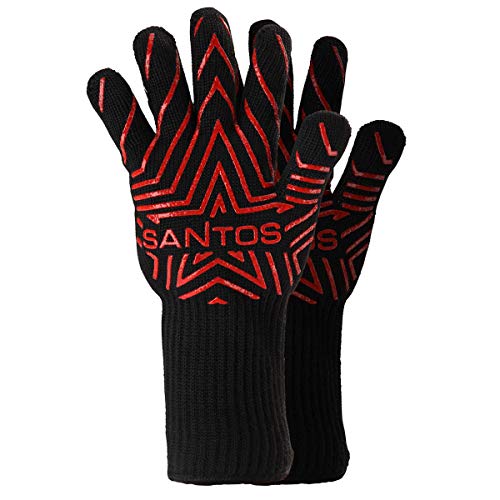 SANTOS XL BBQ-Handschuh - Grillhandschuhe aus Aramid - Grill-Handschuhe - bis 350°C extra Groß - Gute Isolierung & Passform von SANTOS