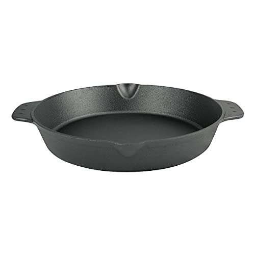 SANTOS XXL Grillpfanne rund Ø44cm - Gusseiserne Pfanne - Braten, Grillen, Backen - Gusseisenpfanne rund - 2 Griffe - extra große Party-,Familienpfanne von SANTOS