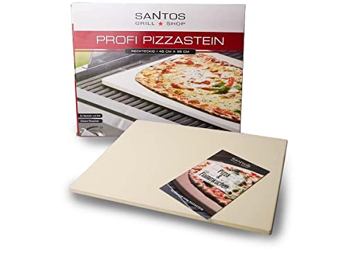 SANTOS XXL Pizzastein eckig - 45x35x1,5cm - knusprige Pizza - Backofen, Kohlegrill & Gasgrill - Pizzaplatte/Backplatte - ideal für Pizza & Flammkuchen von SANTOS