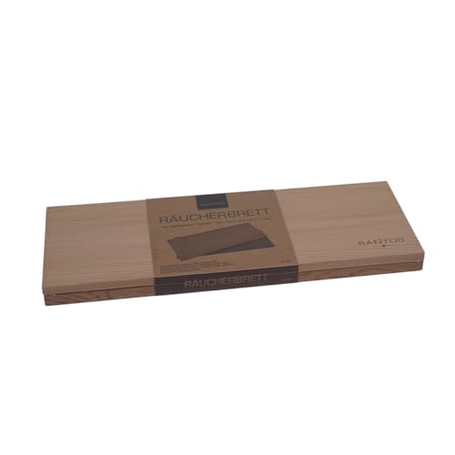 SANTOS Zedernholz Räucherbretter – 2er-Set, 40x15 cm – Perfekt für Lachs, Fisch, Fleisch & Gemüse – Aromatisches Raucharoma für den Grill von SANTOS