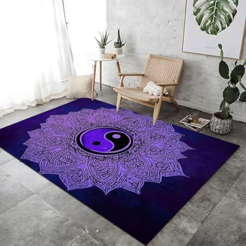 Mandala Yin Yang Symbol Druck Teppich Dekoration Lila Nicht-Schlupf-Boden Teppiche Waschbare Nicht Rutschende Atmungsaktive Für Schlafzimmer Hausdekoration, Mandala Yin Yang Symbol Druck Teppich Dekoration Lila Nicht-Schlupf-Boden Teppiche Waschbare Nicht Rutschende Atmungsaktive Für Schlafzimmer Hausdekoration, von SANTPOT