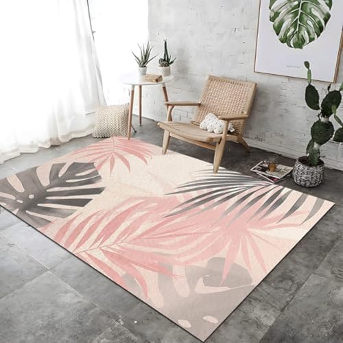 SANTPOT Abstrakte Palmblätter Pink Print Teppich Nicht rutschfeste Teppiche Atmungsaktiven Haltbaren Teppich, SANTPOT Abstrakte Palmblätter Pink Print Teppich Nicht rutschfeste Teppiche Atmungsaktiven Haltbaren Teppich, von SANTPOT