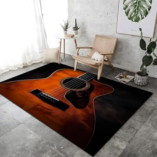 SANTPOT Akustikgitarre Teppiche Orange Farbdruck Teppich Nicht rutschfeste Teppiche Atmungsaktiv, SANTPOT Akustikgitarre Teppiche Orange Farbdruck Teppich Nicht rutschfeste Teppiche Atmungsaktiv, von SANTPOT