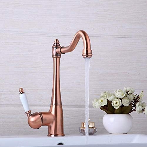 SANTPOT Antikes Kupfer Schwenkbares Küchenspüle Badezimmer Waschbecken Mischbatterie Küchenarmatur Keramikgriff Wassermischer Wasserhahn von SANTPOT