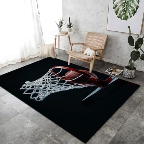 SANTPOT Basketball Fotografie Nahaufnahme Teppich Dekoration Schwarz-Weiß-Rutsch-Boden Teppiche Waschbar Nicht Rutschernde Atmungsaktiv Für Schlafzimmer Wohnheimdekoration, SANTPOT Basketball Fotografie Nahaufnahme Teppich Dekoration Schwarz-Weiß-Rutsch-Boden Teppiche Waschbar Nicht Rutschernde Atmungsaktiv Für Schlafzimmer Wohnheimdekoration, von SANTPOT