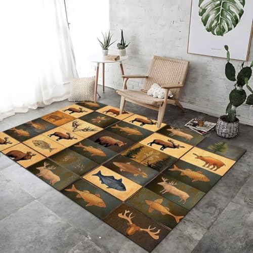 SANTPOT Bereich Rug Brown Lounge Teppiche, Teppich Innenteppich Aborigines Tierdruck Design Großer Teppich Atmungsaktiv Und Weich Für Schlafzimmer Küchen Schlafsaal, von SANTPOT