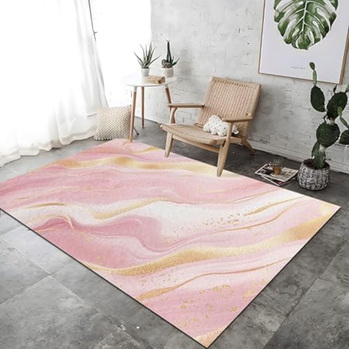 SANTPOT Bereich Rug Pink Lounge Teppiche, Teppich Indoor Teppich Luxus Sprudel Marmor Design Großer Teppich Atmungsaktiv Und Weich Für Schlafzimmer Küchen Schlafsaal, von SANTPOT