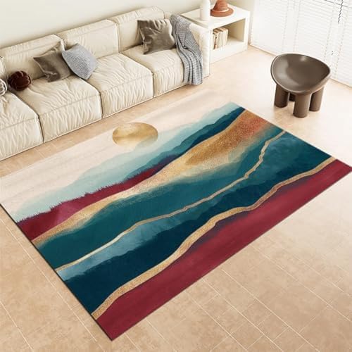 SANTPOT Dark Green Area Teppiche Marmor Abstrakter Sonnenaufgangsmaschinenwaschbar Teppich 60 X 90 cm Weich,80 X 150 cm von SANTPOT