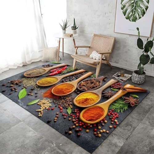 SANTPOT Farbenfrohe Lounge Teppiche, Teppich Innenteppich Country Style -Gewürz Design Großer Teppich Atmungsvoll Und Weich Für Schlafzimmer Küchen Schlafsaal, von SANTPOT