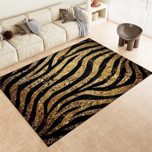 SANTPOT Goldene Fläche Teppiche Geometrische Goldene Streifen Nicht rutschfeste Fläche Teppich Kurze Stapelbodenmatte Für Wohnzimmer Schlafzimmer Badezimmer Küche & Büro, SANTPOT Goldene Fläche Teppiche Geometrische Goldene Streifen Nicht rutschfeste Fläche Teppich Kurze Stapelbodenmatte Für Wohnzimmer Schlafzimmer Badezimmer Küche & Büro, von SANTPOT