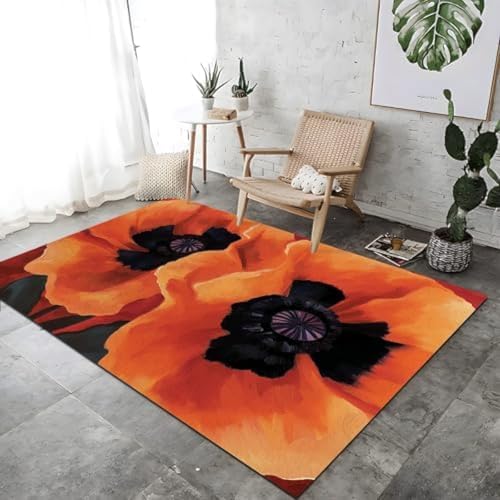 SANTPOT Große Blumen Staubblätter Druck Teppich Dekoration Orange Farbe Nicht-Schlupf-Boden Teppiche Waschbar Nicht Rutschernde Atmungsaktiv Für Schlafzimmer Wohnheimdekoration, SANTPOT Große Blumen Staubblätter Druck Teppich Dekoration Orange Farbe Nicht-Schlupf-Boden Teppiche Waschbar Nicht Rutschernde Atmungsaktiv Für Schlafzimmer Wohnheimdekoration, von SANTPOT