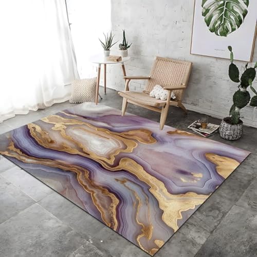 SANTPOT Home Natural Achate Marmor Design Teppich Für Schlafzimmer Lila Kurze Haufen Waschbarer Teppiche Für Schlafzimmer Weiche Nichtschuppen Home Dekoration, von SANTPOT
