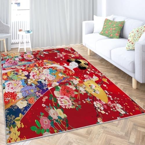 SANTPOT Japanische Stil Teppich Teppiche Für Wohnzimmer Schlafzimmer Red Kimono Girl Floor Matte Gedrucktes Design Weicher Teppich, SANTPOT Japanische Stil Teppich Teppiche Für Wohnzimmer Schlafzimmer Red Kimono Girl Floor Matte Gedrucktes Design Weicher Teppich, von SANTPOT