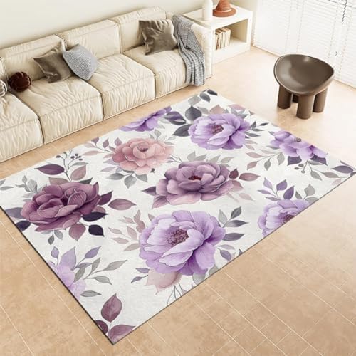SANTPOT Lila Fläche Teppiche Rose Pfingstrose Blume Kurze Haufen Weich, SANTPOT Lila Fläche Teppiche Rose Pfingstrose Blume Kurze Haufen Weich, von SANTPOT