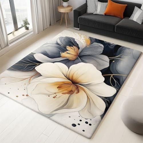 SANTPOT Multicola -Fläche -Teppiche Pflanzen Und Blumen Kurze Haufen Weich,Creme 1, von SANTPOT