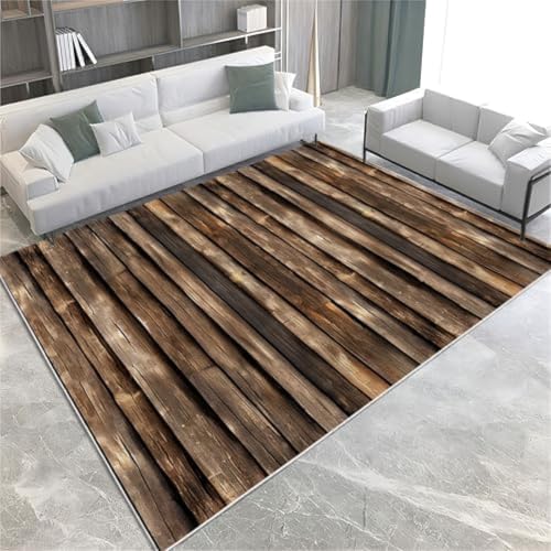 SANTPOT Retro-Fläche Teppiche Alte Holz Getreide Wandmaschine Waschmaschine Teppich Weiche Flauschige, Rutschende Kurzhaufen Teppich Für Wohnzimmer Schlafzimmer Esszimmer Küchenbüro & Kinderzimmer, von SANTPOT