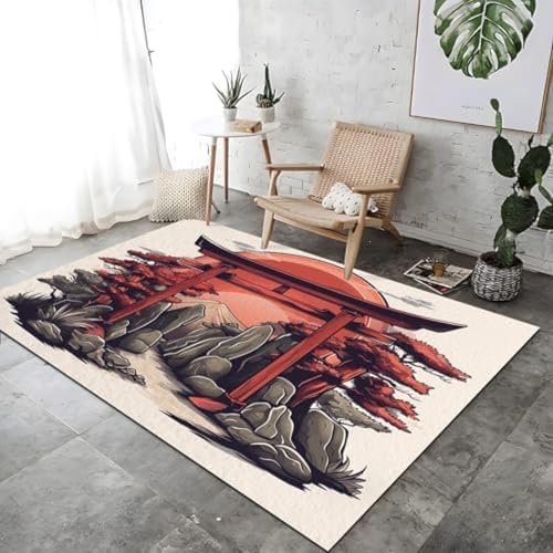 SANTPOT Retro Japanische Felsen & Trestkämme Schlafzimmer Nicht -Schlupfteppich - Buntes Haltbarer Teppich - Waschmatten Teppich Für Und Schlafzimmer Nachttäure, SANTPOT Retro Japanische Felsen & Trestkämme Schlafzimmer Nicht -Schlupfteppich - Buntes Haltbarer Teppich - Waschmatten Teppich Für Und Schlafzimmer Nachttäure, von SANTPOT