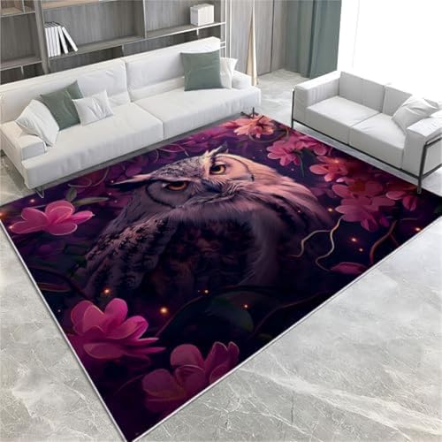 SANTPOT Rote Blumen Teppich Teppiche Tier Eule Kurze Haufen Weich, von SANTPOT