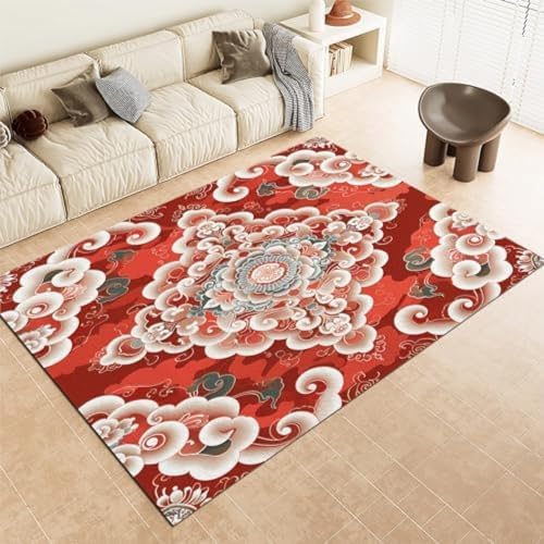 SANTPOT Rote Fläche Teppiche Böhmisch Gemusterte Rote Maschine Waschbarer Nicht-Schlupf-Fläche Teppich Easy Care Short Stapel Teppich Für Wohnzimmer Schlafzimmer Esszimmer Büro & SANTPOT Rote Fläche Teppiche Böhmisch Gemusterte Rote Maschine Waschbarer Nicht-Schlupf-Fläche Teppich Easy Care Short Stapel Teppich Für Wohnzimmer Schlafzimmer Esszimmer Büro & von SANTPOT