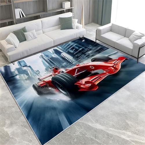 SANTPOT Rote Fläche Teppiche Formel 1 Weicher Innenbereich Teppich Maschinenwaschable Nicht-Rutsch-, Nicht-Shedding-Short-Stapelteppich Für Wohnzimmer Schlafzimmer Büro Küche Flur Und Wintergarten, von SANTPOT